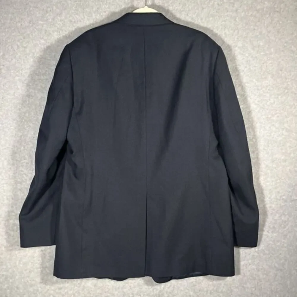Vintage‎ EUC Stafford Navy Hopsack Blazer Sportcoat Gold Buttons Wool Blend 42 L